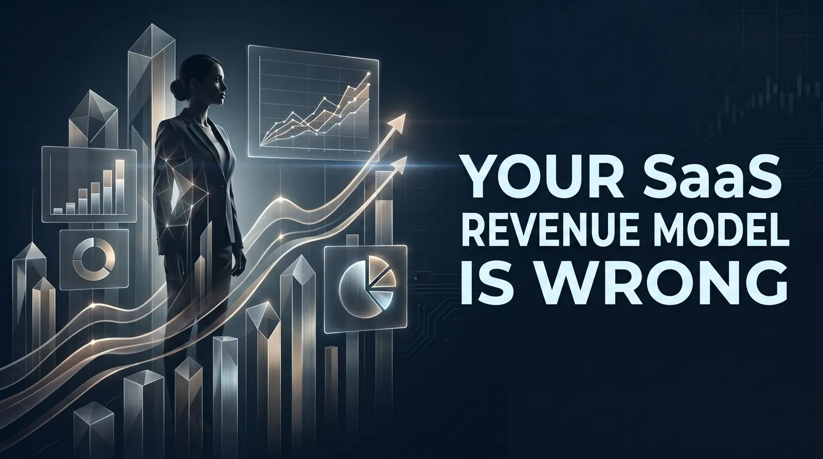 Infographic showing why the traditional SaaS revenue model breaks when AI products ship — covering gross margin compression, seat-based ARR gaps and the CFO metrics that need to change